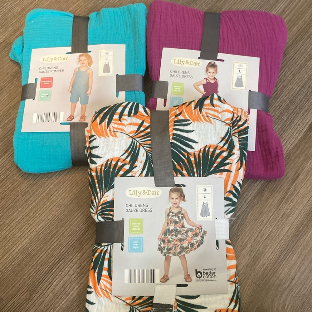 Lily & Dan US Large size 12 girls Gauze Dress and Romper set of 3